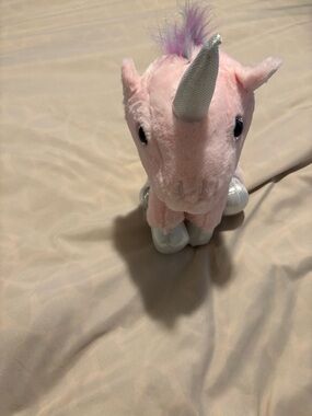 Plush Pink Unicorn Stuffed Toy and Purse with Silver Horn & Hooves